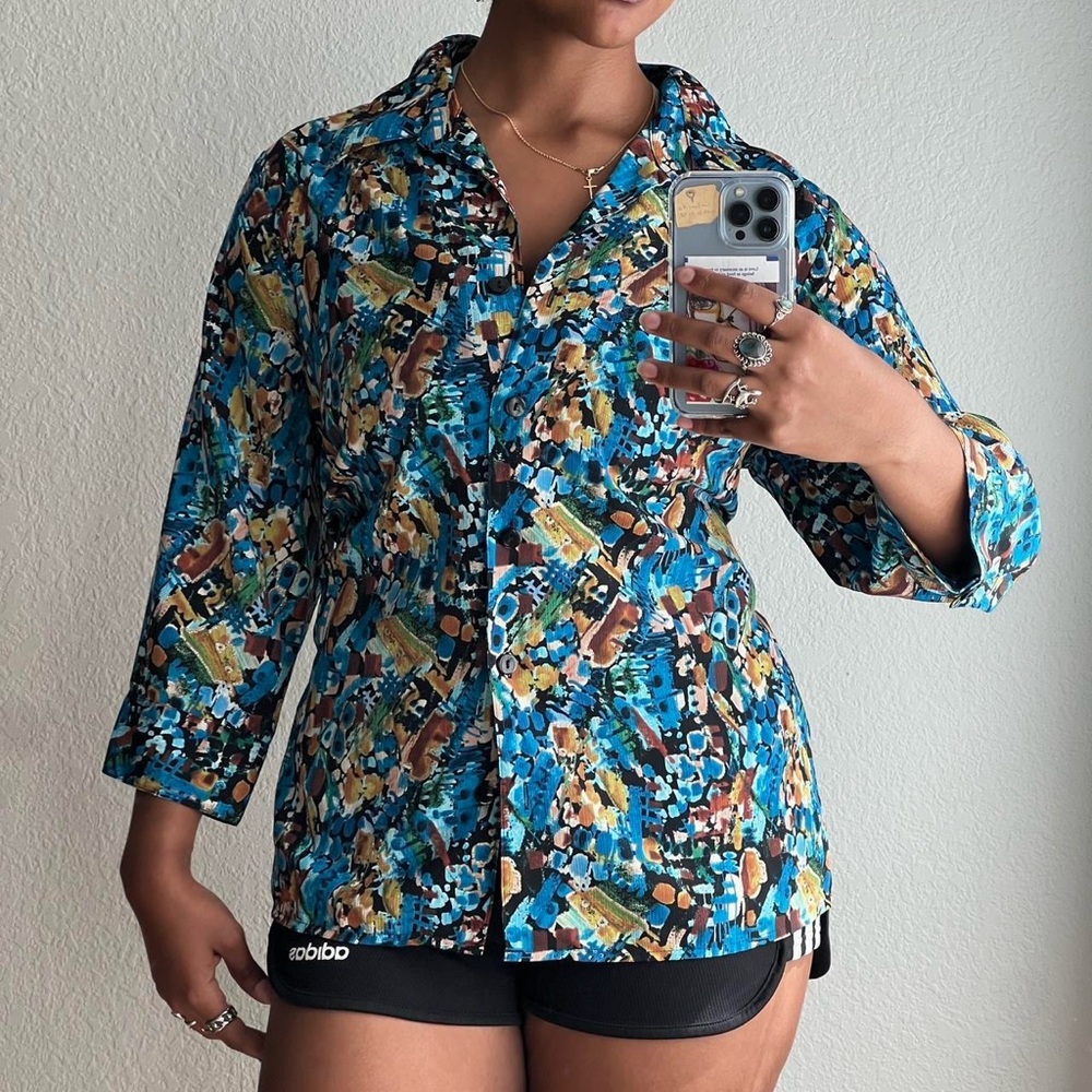 Colorful Abstract Print Blouse